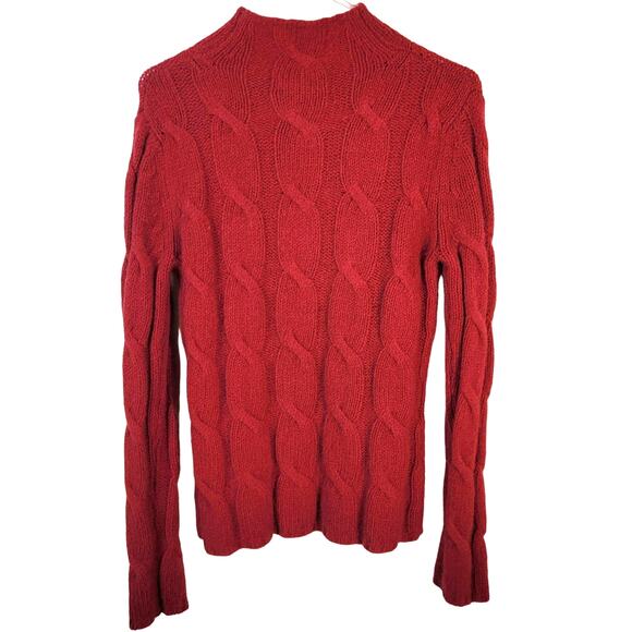 Eddie Bauer Cable Knit Sweater Women's S Red Wool Angora Festive Casual Outdoors - Picture 1 of 6